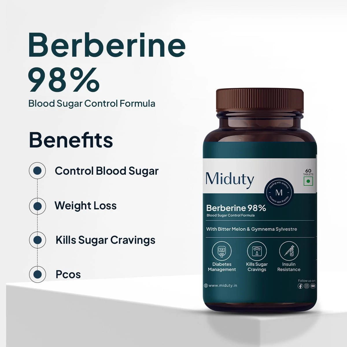 Miduty Berberine Blood Sugar Control Tablet, 240 g-2.webp